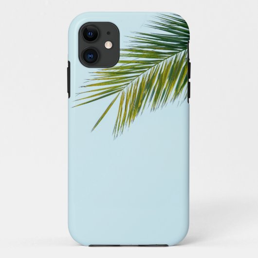 Coques Case-Mate iPhone Palmier Vert Tropical sur Fond Bleu Clair (Dos)
