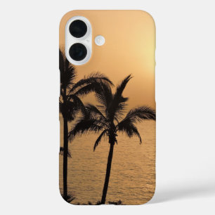 Coques iPhone 16 Palmiers et coucher de soleil romantique