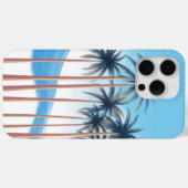 Coques Case-Mate iPhone Palmiers Modernes Bleus Blancs Extérieur (Verso (horizontal))