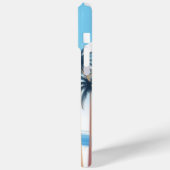 Coques Case-Mate iPhone Palmiers Modernes Bleus Blancs Extérieur (Verso / Gauche)