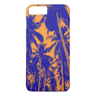 Coques Pour iPhone Palmiers tropicaux en bleu et orange