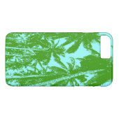 Coques Case-Mate iPhone Palmiers tropicaux en vert et bleu (Dos (Horizontal))