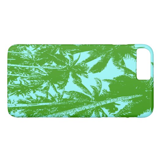 Coques Case-Mate iPhone Palmiers tropicaux en vert et bleu (Dos (Horizontal))