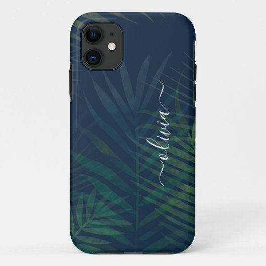 Coques Case-Mate iPhone Palmiers vert foncé motif feuille (Dos)