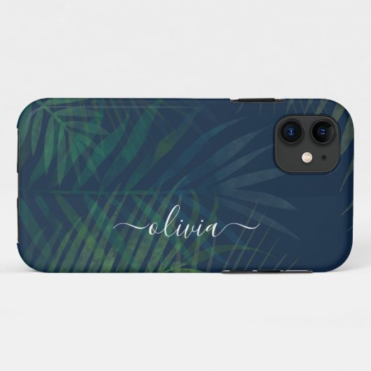 Coques Case-Mate iPhone Palmiers vert foncé motif feuille (Dos (Horizontal))