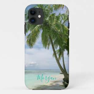 Case-Mate iPhone Case Palmiers, Votre Photo, Nom Écriture Turquoise