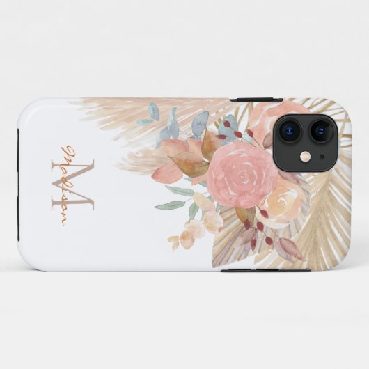 Coques Case-Mate iPhone Pampas Grass Blush Rose Florogram (Dos (Horizontal))