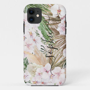 Case-Mate iPhone Case Pampas herbe, orchidée, feuillage tropical texte