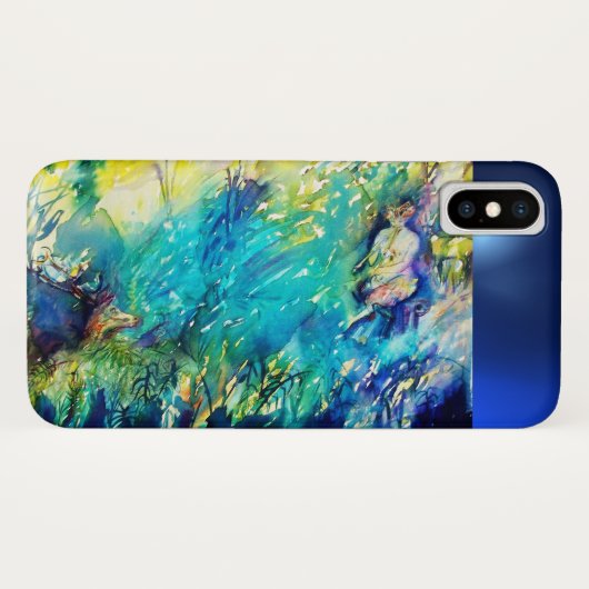 COQUES Case-Mate iPhone PAN JOUER FLUTE ET CERF EN BOIS VERT (Dos (Horizontal))