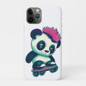 Coques Case-Mate iPhone Panda bébé mignonne avec mohawk | Panda de patinag (Dos)