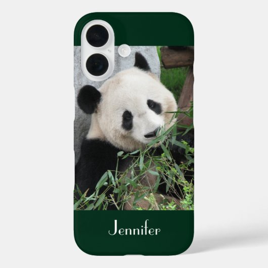 Coques Case-Mate iPhone Panda Géant, Arrière - plan Vert foncé, Nom, (Verso)