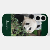 Coques Case-Mate iPhone Panda Géant, Arrière - plan Vert foncé, Nom, (Verso (horizontal))