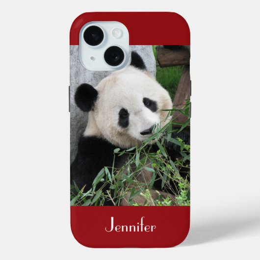 Coques Case-Mate iPhone Panda Géant Cute Arrière - plan rouge foncé, Nom, (Verso)