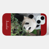Coques Case-Mate iPhone Panda Géant Cute Arrière - plan rouge foncé, Nom, (Verso (horizontal))