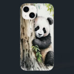 Coque Pour iPhone 14 Panda Ours Par Arbre<br><div class="desc">Beau ours de panda près d'un arbre avec feuilles en bambou dans une aquarelle.</div>