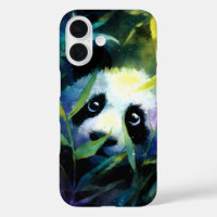 Panda Peeking Bamboo Aquarelle