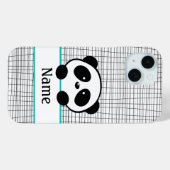 Coques Case-Mate iPhone Panda personnalisé Whimsical Aqua Blue (Verso (horizontal))