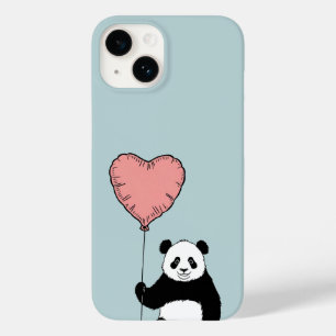Coque Pour iPhone 14 Panda personnalisée tenant le ballon de coeur - do