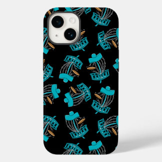Coque Pour iPhone 14 Panier Motif vintage bleu et noir sans couture