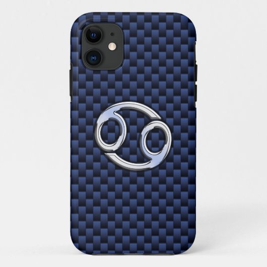 Coques Case-Mate iPhone Panneau cancéreux Zodiac Navy Blue Carbon Fiber Pr (Dos)