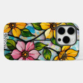 Coques Case-Mate iPhone Panneau de fleurs vibré en verre (Verso (horizontal))