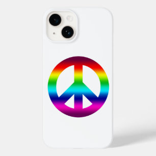 Coque Pour iPhone 14 Panneau de Paix Arc-en-ciel en blanc pour hippie