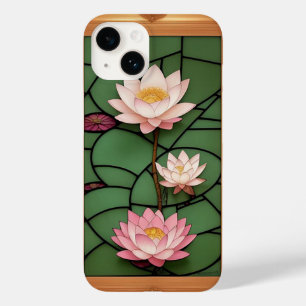 Coque Pour iPhone 14 Panneau de verre coloré avec fleur de lotus en fle