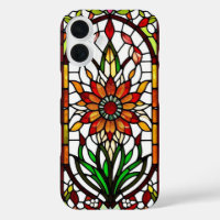 Panneau de verre coloré avec fleur vibrante