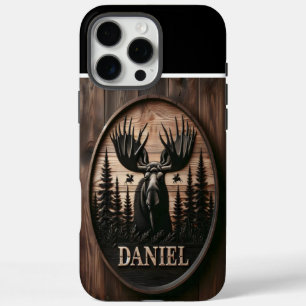 Coques iPhone 16 Pro Max Panneau d'orignal sculpté personnalisé