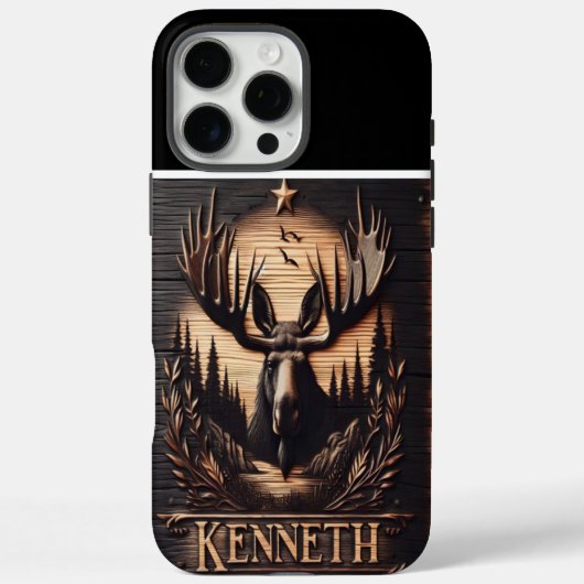 Coques Case-Mate iPhone Panneau en bois d'orignal sculpté (Verso)