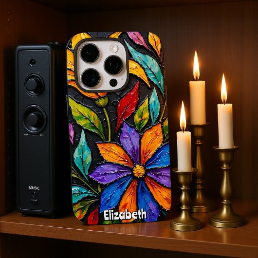 Coques Case-Mate iPhone Panneau Fenêtre en verre à collier floral