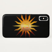 Coques Case-Mate iPhone Panneau Leo Sun Fire Mois de naissance Rouge & Or (Dos (Horizontal))