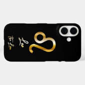 Coques Case-Mate iPhone Panneau Léo Zodiac, Noir & Or (Verso (horizontal))