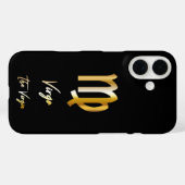 Coques Case-Mate iPhone Panneau Virgo Zodiac, Noir & Or (Verso (horizontal))