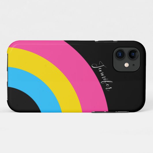 Coques Case-Mate iPhone Pansexual Fierté Rainbow drapeau Jolie Monogramme (Dos (Horizontal))