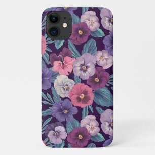 Case-Mate iPhone Case Pansies colorées sur violet profond