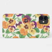 Coques Case-Mate iPhone Pansies sur blanc cassé (Dos (Horizontal))
