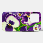 Coques Case-Mate iPhone Pansies violettes en aquarelle (Verso (horizontal))