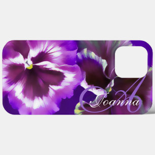 iPhone 13 Pro Max Coque Pansy fleuri nom pourpre