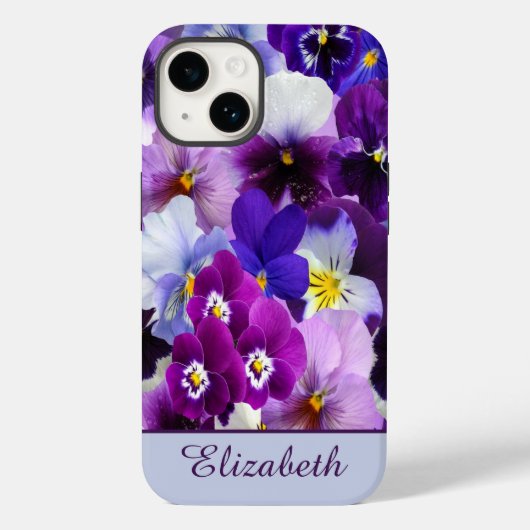 Coques Case-Mate iPhone Pansy Floral Monogramme Violet Bleu Blanc (Verso)