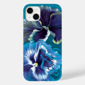 Coques Case-Mate iPhone Pansy peinture fleurie aqua nom bleu (Verso)