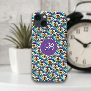 Case-Mate iPhone Case Pansy violet Patch Girly Monogram Floral Pattern