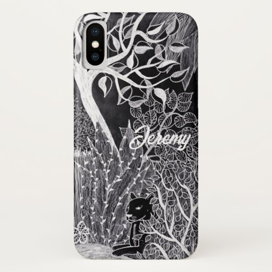 Coques Case-Mate iPhone Panthère noire dans la jungle - dessin au crayon (Dos)
