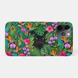 Case-Mate iPhone Case Panthère noire Fleurs de jungle et feuillage tropi
