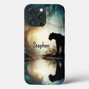 Case-Mate iPhone Case Panthère noire reflétée dans l'eau avec nom
