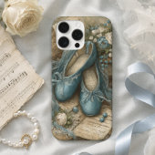Coques Case-Mate iPhone Pantoufles de ballet bleues Shabby Chic et roses