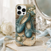 Coques Case-Mate iPhone Pantoufles de ballet bleues Shabby Chic et roses