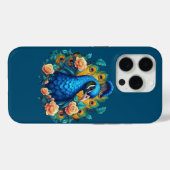 Coques Case-Mate iPhone Paon avec roses pêche (Verso (horizontal))