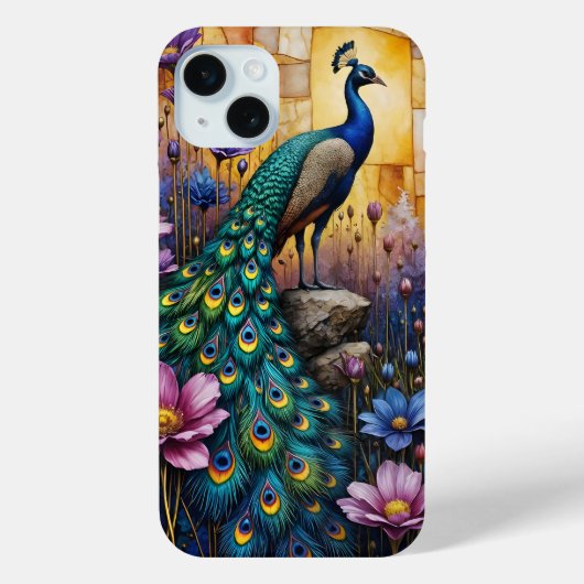 Coques Case-Mate iPhone Paon dans un paysage floral (Verso)