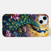 Coques Case-Mate iPhone Paon dans un paysage floral (Verso (horizontal))